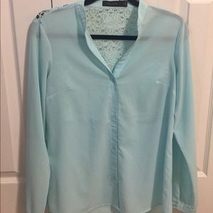 The Limited teal lace blouse